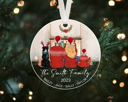 custom family ornament, custom family portrait, family with pets