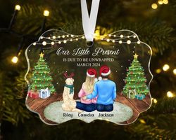 custom expecting family ornament, expecting parents ornament, pregnancy announcement