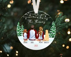 custom family ornament, family christmas ornament, family with pets ornament