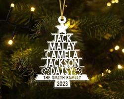 custom family ornament, family name christmas tree ornament, family name tree ornament