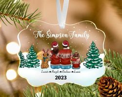 custom family ornament, family portrait, dog family christmas ornament