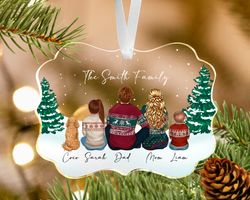 custom family ornament, family with pets ornament, custom dog ornament