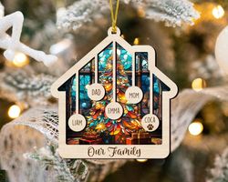 custom family suncatcher ornament, 2023 family christmas keepsake, family christmas tree ornament