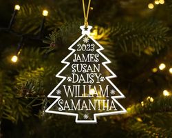 custom family tree ornament, family names tree ornament, 2023 christmas ornament