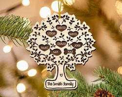 custom family tree ornament, family tree names ornament, christmas family keepsake