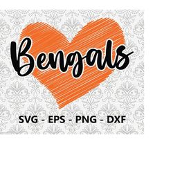 bengals football love svg, eps, png, dxf, pdf, layered file, ready for silhouette cricut and sublimation, svg files