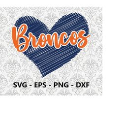 broncos football love svg, eps, png, dxf, pdf, layered file, ready for silhouette cricut and sublimation, svg files