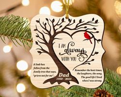 dad memorial ornament, custom memorial ornament, memorial wooden ornament