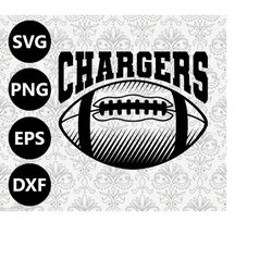 chargers football shading silhouette team clipart vector svg file for cutting with cricut, sublimation png and svg for s