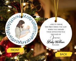 miscarriage memorial ornament, jesus holding baby ornament, baby angel ornament