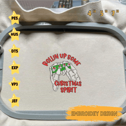 christmas embroidery designs, rolling up some christmas spirit, merry xmas embroidery designs, bad bunny embroidery files