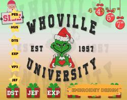 christmas embroidery designs, whoville university embroidery, merry xmas embroidery designs, est 1957 embroidery files