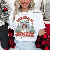 christmas movies shirt, retro christmas shirt, holiday shirt, cute christmas shirts women, comfort colors christmas shir