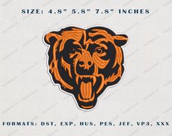 chicago bears logo embroidery design, chicago bears nfl logo sport embroidery machine design, famous football