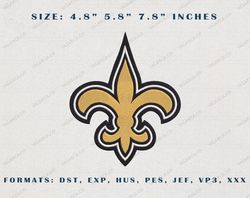 new orleans saints logo embroidery design,  new orleans saint nfl logo sport embroidery machine design, famous football