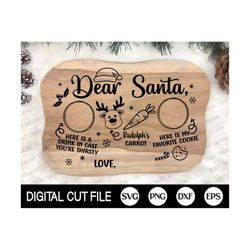Dear Santa Cookies And Milk SVG, Christmas Svg, Santa Tray Svg, Santa Cookie Plate, Santa Cookies Svg, Doodle Tray Svg,