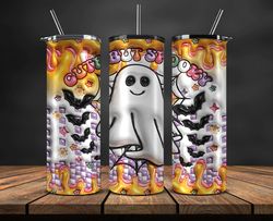 3d friendly ghost tumbler wrap for 20 oz skinny tumbler, png sublimation design, spooky seamless tumbler wrap, digital d