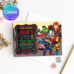 avengers invitation, superhero invitation, avengers birthday party invitation, avengers birthday invitation, avengers