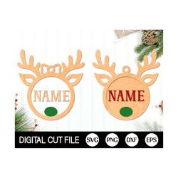 reindeer monogram svg, christmas ornaments svg, funny christmas gifts, boy reindeer, girl reindeer, glowforge svg, png,