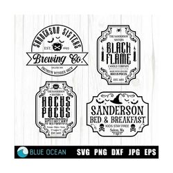 sanderson sisters svg bundle, hocus pocus svg, black flame candle svg, sanderson brewing co