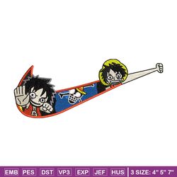 luffy funny nike embroidery design, one piece embroidery, logo design, anime shirt, embroidery shirt, instant download