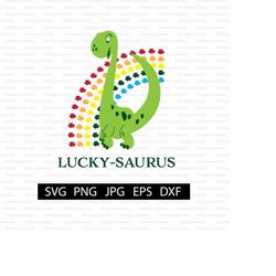 lucky-saurus digital download | dinosaur | st. patrick's day | shamrock | rainbow | svg for shirt | cut file for cricut