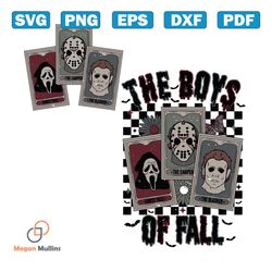 the boys of fall horror characters tarot card svg cricut file