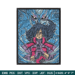 madara poster embroidery design, naruto embroidery, anime design, embroidery shirt, embroidery file, digital download