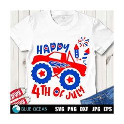 4th of july monster truck svg, patriotic monster truck svg, fireworks svg, american truck digital cut files