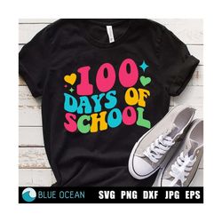 100 days of school svg, 100 days png, happy 100 days shirt, 100 days teacher shirt png, wavy text