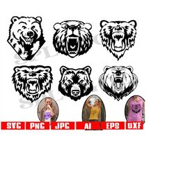 bears svg, bear svg, bears clipart, bears mascots vector silhouette cameo cricut design mascot faces cut bear sport logo
