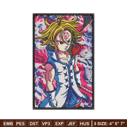 meliodas poster embroidery design, meliodas embroidery,embroidery shirt, embroidery file, anime design, digital download