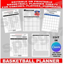 basketball planning templates, canva basketball template, sports planner, team template, coach planner, team sports temp