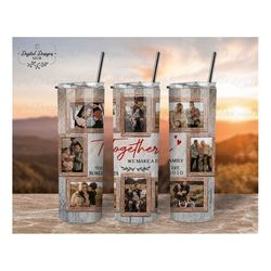 custom family 20 oz tumbler sublimation design, family picture collage skinny tumbler wrap png file, family photo tumble