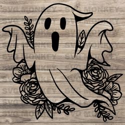 floral ghost svg, ghosts svg, cute halloween decals t-shirt decor graphics, cricut silhouette cameo clip svg eps dxf png