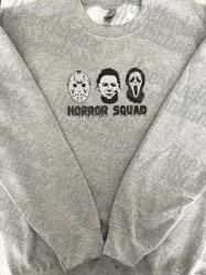 creepy halloween embroidery file, horror squad embroidery design, halloween movie characters embroidery design