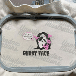 no you hang up first embroidery design, face ghost embroidery machine file, scary halloween, embroidery files