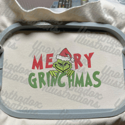 merry christmas green monster embroidery design, happy christmas embroidery machine file, movie christmas embroidery design for shirt, christmas 2023 embroidery file