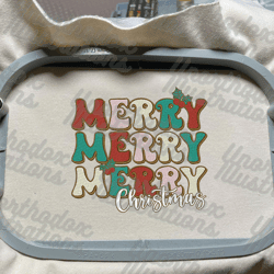 retro christmas season embroidery machine design, merry christmas 2023 embroidery design, happy xmas text embroidery design