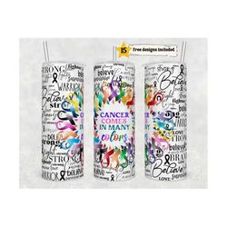 20 oz skinny tumbler sublimation cancer comes in many colors awareness ribbon word art straight design digital download