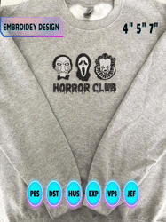 creepy movie embroidery file, halloween movie club embroidery design, horror club embroidery design, digital download