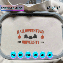 halloweentown university embroidery design, horror movie halloween embroidery file, 3 sizes, format exp, dst, jef, pes, horror film halloween