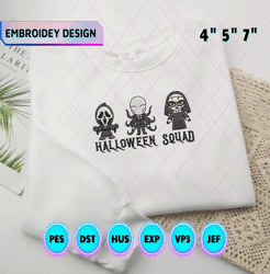 halloween squad embroidery design, happy halloween embroidery design, retro trendy fall slenderman embroidery file, spooky vibes machine embroidery file