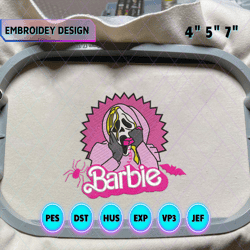 barbi movie embroidery machine design, barbi halloween embroidery file, spooky barbi emrboidery file