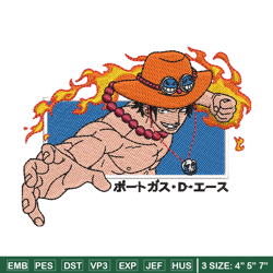 ace punch embroidery design, one piece embroidery, anime design, embroidery shirt, embroidery file, digital download