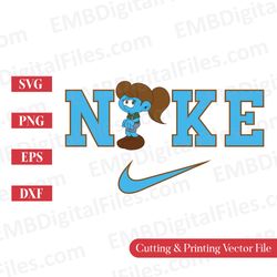 nike swoosh sassette smurf cartoon character svg for cricut