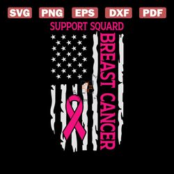 support squad breast cancer patriotic flag svg design file
