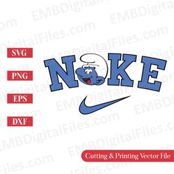 nike swoosh smiling smurf cartoon character svg for cricut