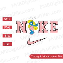 nike swoosh smurfette cartoon character svg for cricut