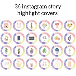 36 bright instagram highlight icons. colors instagram highlights images. lifestyle instagram highlights covers